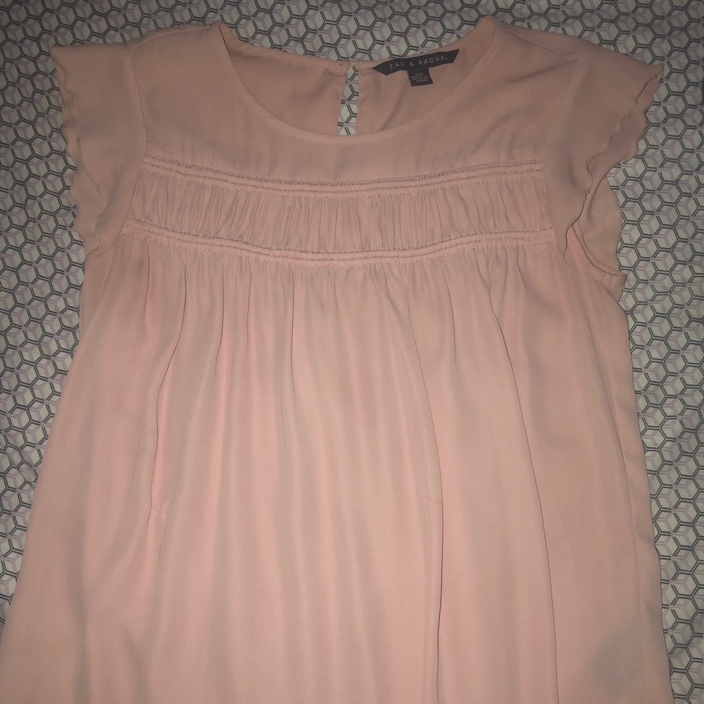 Baby Pink Flowy Peasant Top